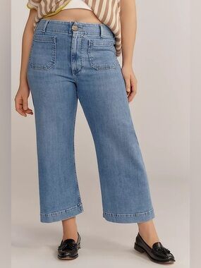 Maeve Light Blue Wide-Leg Cropped Jeans